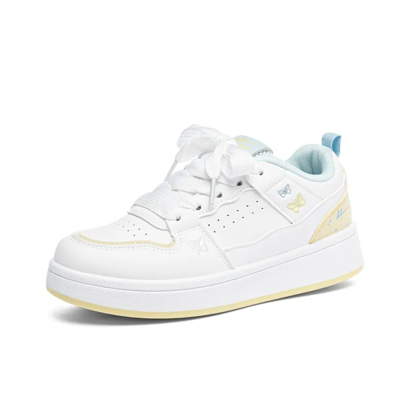 Warrior Abrasion Resistant Height Increasing Low Top Skateboard Shoes Women's White Yellow Moon-1