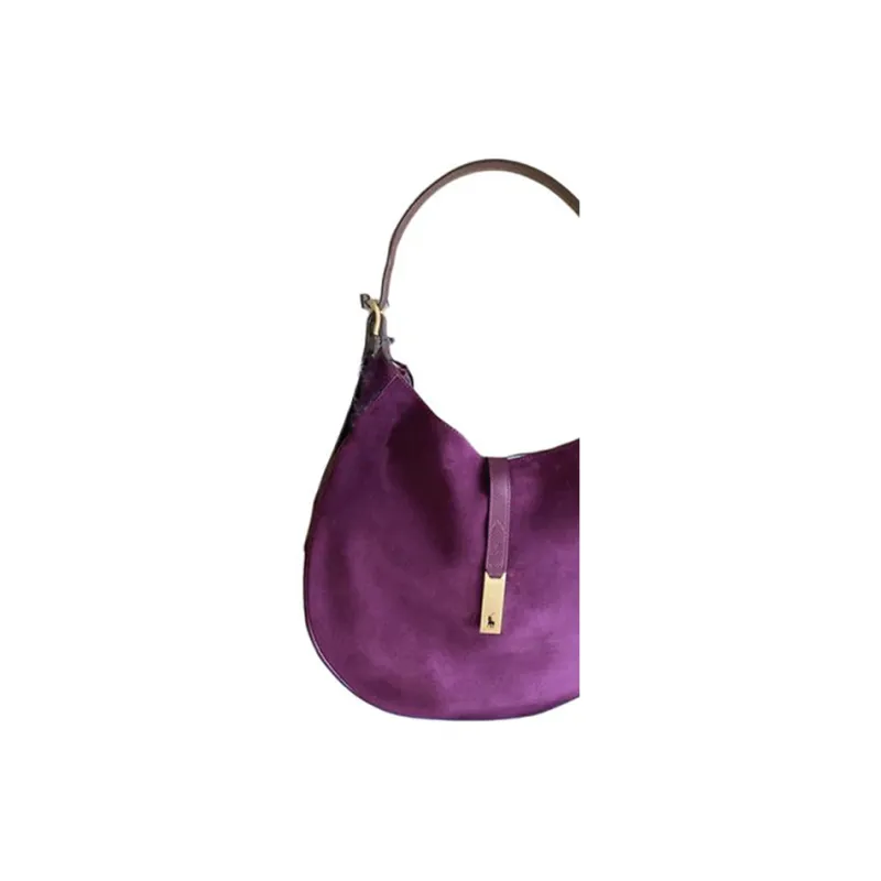 Ralph Lauren Suede Handbag Shoulder Bag Women's Purple-1