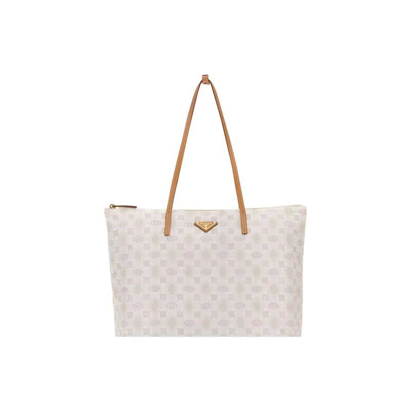 PRADA Recycled Nylon Tote Bag Shopping Bag Shoulder Bag Handbag Women's Light Beige-3
