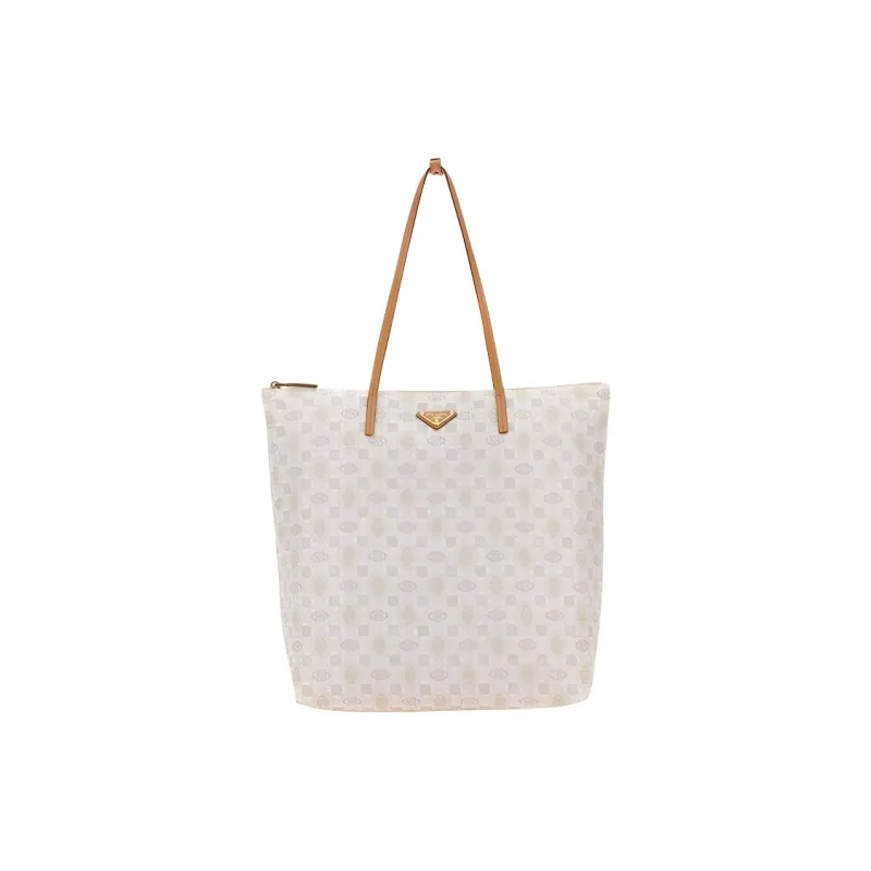 PRADA Recycled Nylon Tote Bag Shopping Bag Shoulder Bag Handbag Women's Light Beige-0