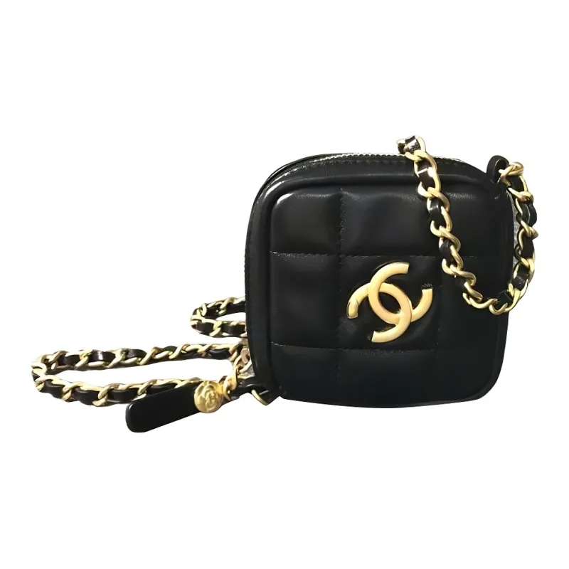 CHANEL Lambskin Shoulder Bag, Crossbody Bag Women's Black-0