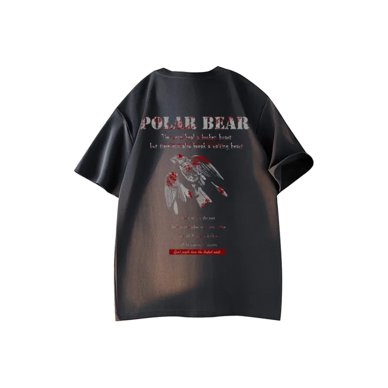 POLAR BEAR Crew Neck Lazy Comfortable Solid Color Top Couple's T Shirt Unisex-7