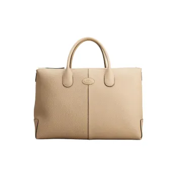 TOD'S DI Calfskin Portable Briefcase Tubas Men's Beige