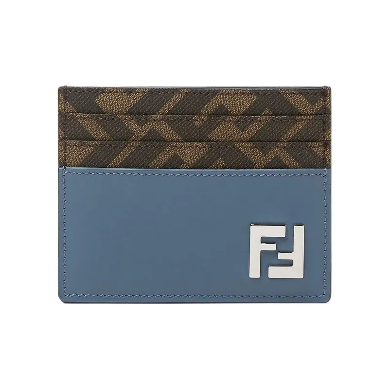 FENDI Leather Card Holder Men's Blue-0