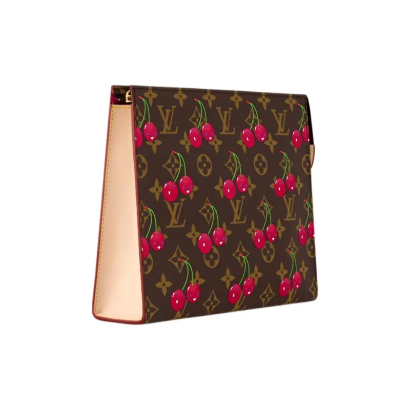 LOUIS VUITTON Takashi Murakami Collaboration Monogram Coated Canvas Toiletry Bag Clutch Women's Brown-1