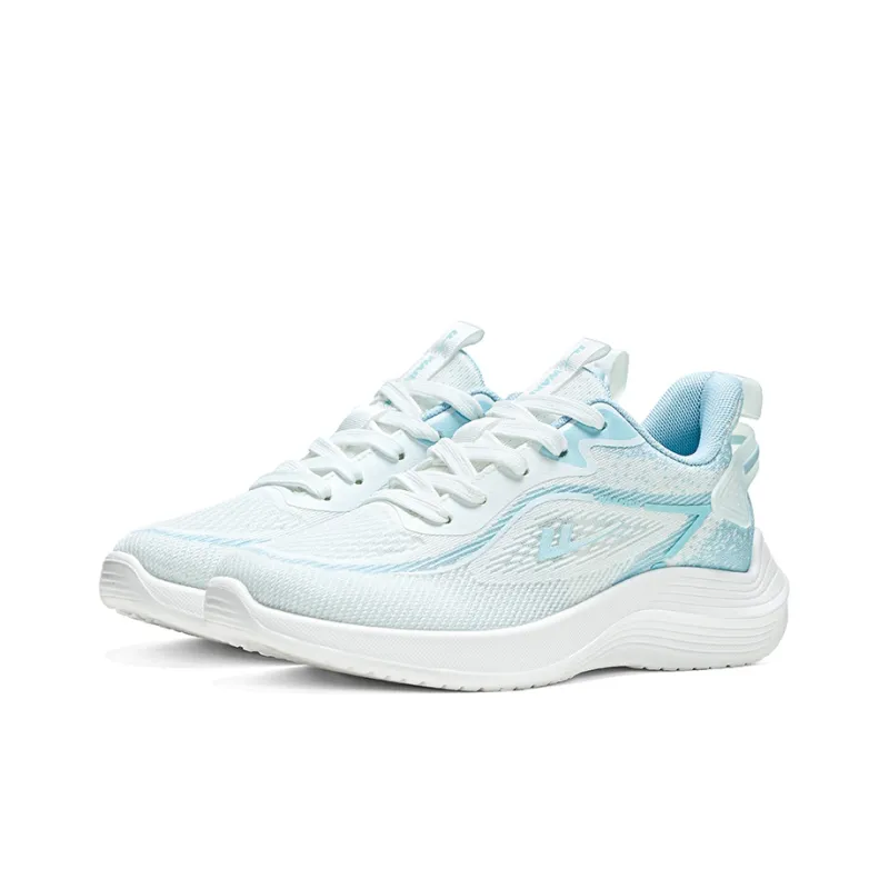 Warrior Cushioning Rebound Height Increasing Lightweight Slip Resistant Low Top Running Shoes Women's White Blue-1
