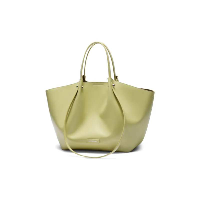 BELLE Artificial Leather Handbag Women's Ecru/Mustard Green-5