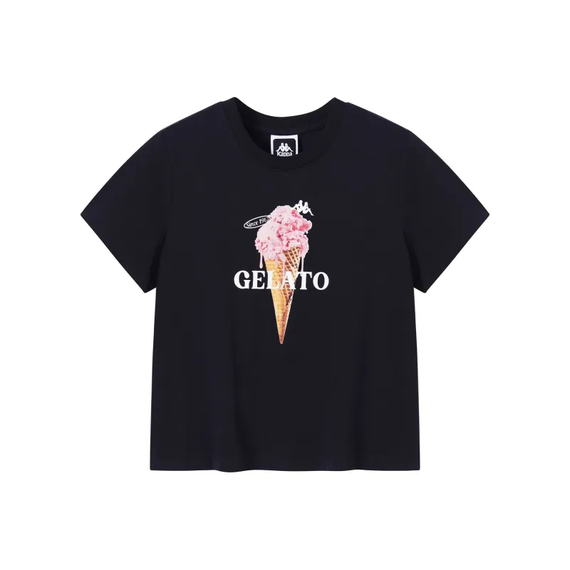 Kappa Casual Cartoon Sweet Style Print Short Sleeved Comfortable Versatile Loose Fit T Shirt Women's-17