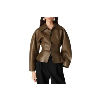 Bottega Veneta Leather Jacket Women's Brown