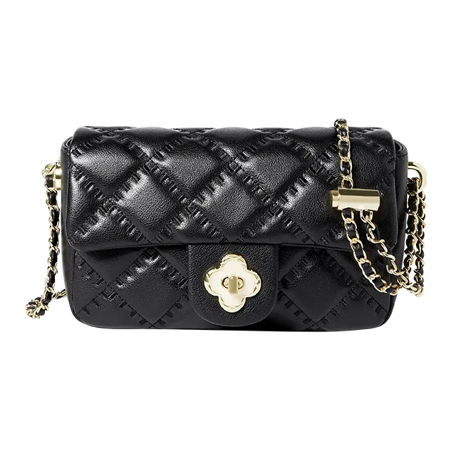 Narandu Cow Leather Genuine Leather Chain Bag Crossbody Bag Shoulder Bag Small Size Women's Midnight Black/Ecru-4