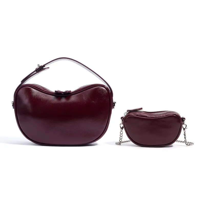 COURONNE Top Grain Oil Wax Sheepskin Shoulder Bag, Crossbody Bag, Handbag Women's Multicolor-24