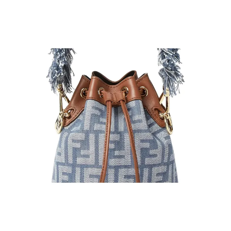FENDI Mon Tresor Denim Bucket Bag, Shoulder Bag, Crossbody Bag, Handbag Mini Women's Blue-4