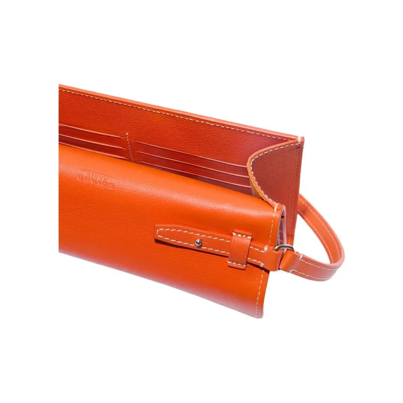 GOYARD Canvas With Calfskin Shoulder Bag, Crossbody Bag Women's Orange-4