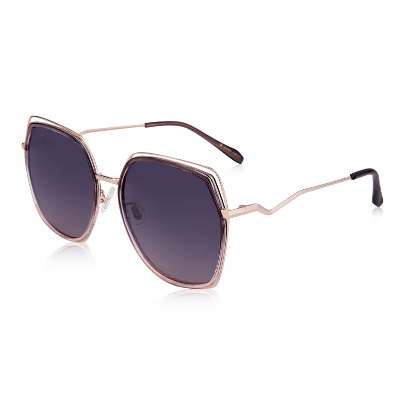 VEGOOS TR/Memory Plastic Stainless Steel Irregular Shape Sunglasses Women's-3