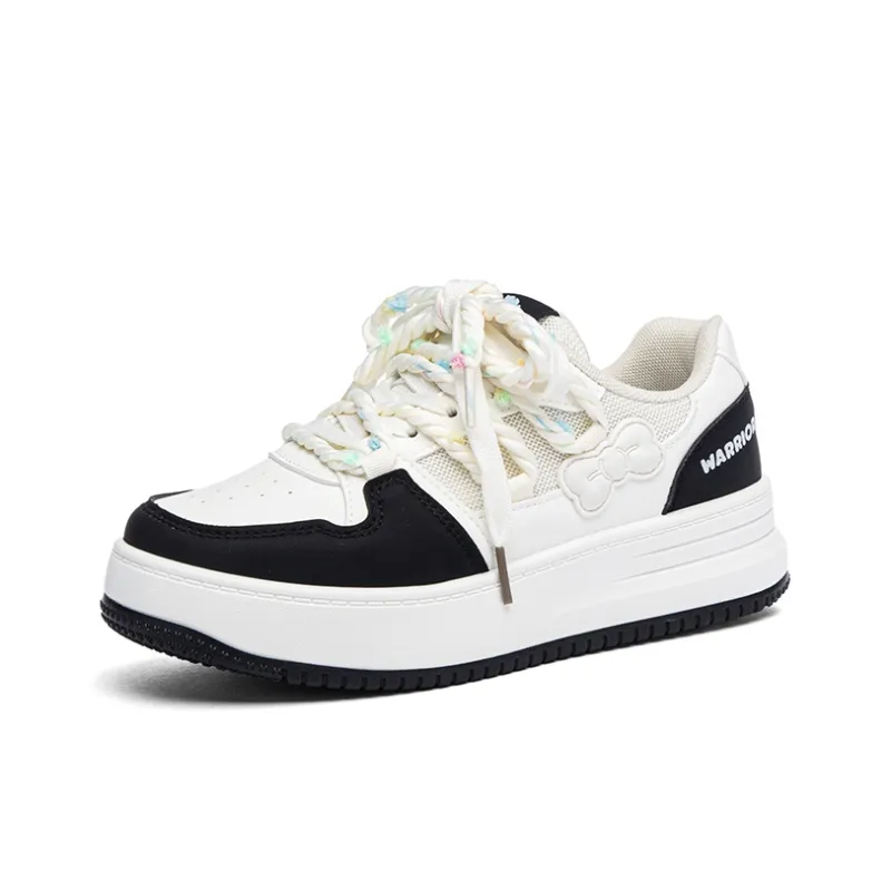 Warrior Abrasion Resistant Height Increasing Low Top Skateboard Shoes Women's Beige Black-1