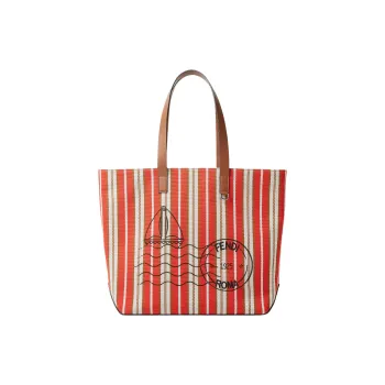 FENDI Canvas Tote Bag, Shopping Bag, Shoulder Bag Medium Size Women's Red