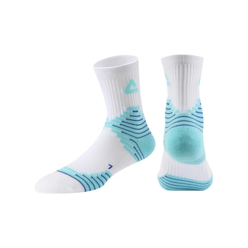 PEAK Basketball Socks Unisex White Blue-2