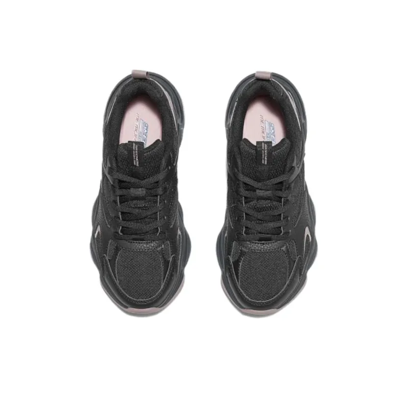 Skechers DLITES Abrasion Resistant Breathable Low Top Chunky Sneakers Women's Black-2