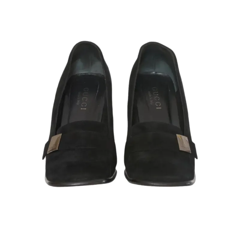 GUCCI Chunky Heel High Heels 10cm Women's Black-2