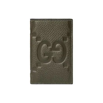 GUCCI Leather Card Holder Tubas Men's Dark Green