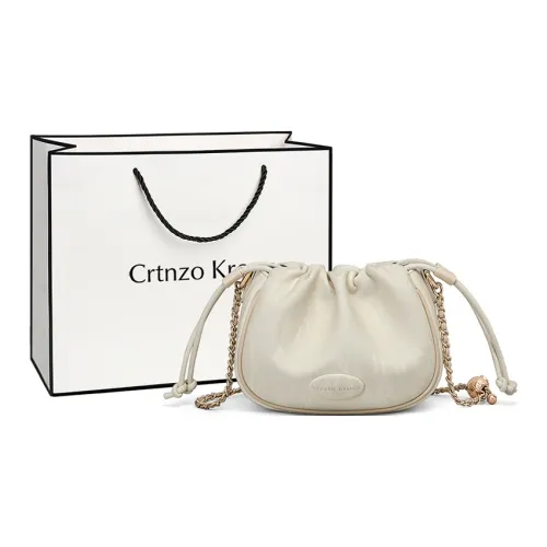 Crtnzo Kroez Cow Leather Bucket Bag, Shoulder Bag, Crossbody Bag Women's White