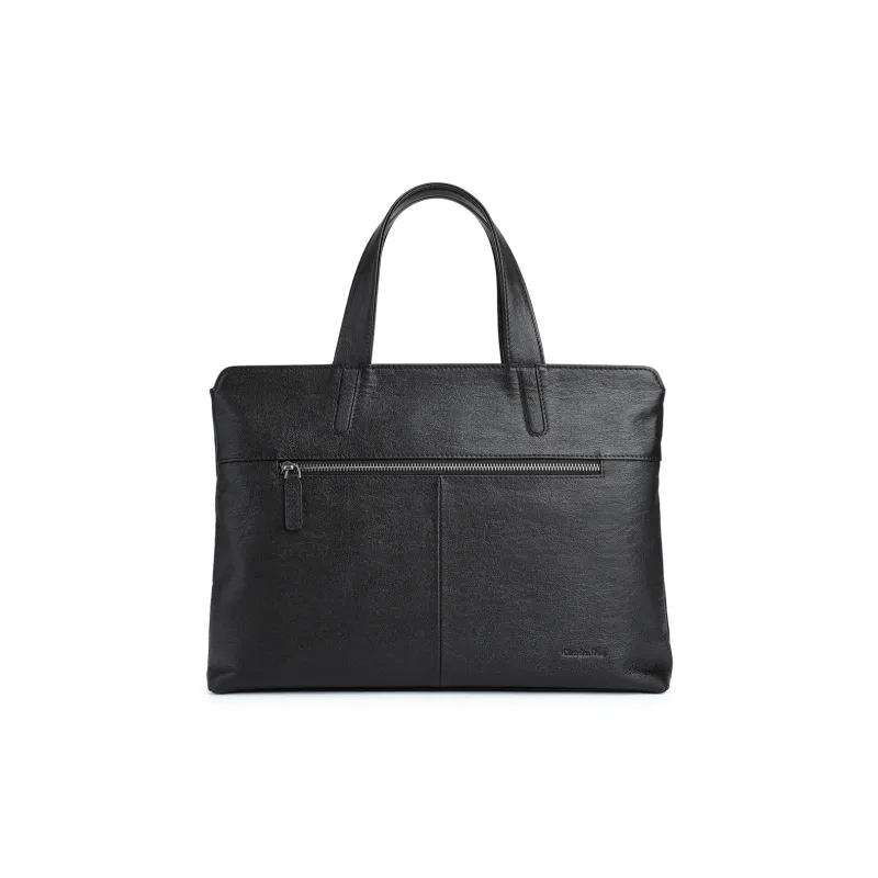 Chrisdien Deny Cow Leather Briefcase Men's Black-1
