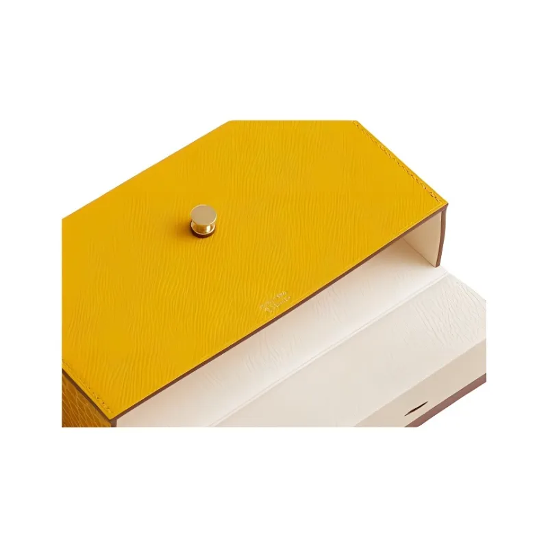 HERMES Calfskin With Crocodile Leather Clutch Women's Yellow Stripes-2
