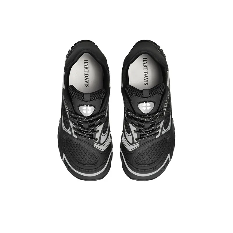 HART DAVIS Crooked Head Shoes Height Increasing, Breathable, Slip Resistant Low Top Casual Shoes Unisex Black-4