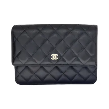 CHANEL WOC Grain Cow Leather Envelope Bag, Clutch, Shoulder Bag, Crossbody Bag Women's Black