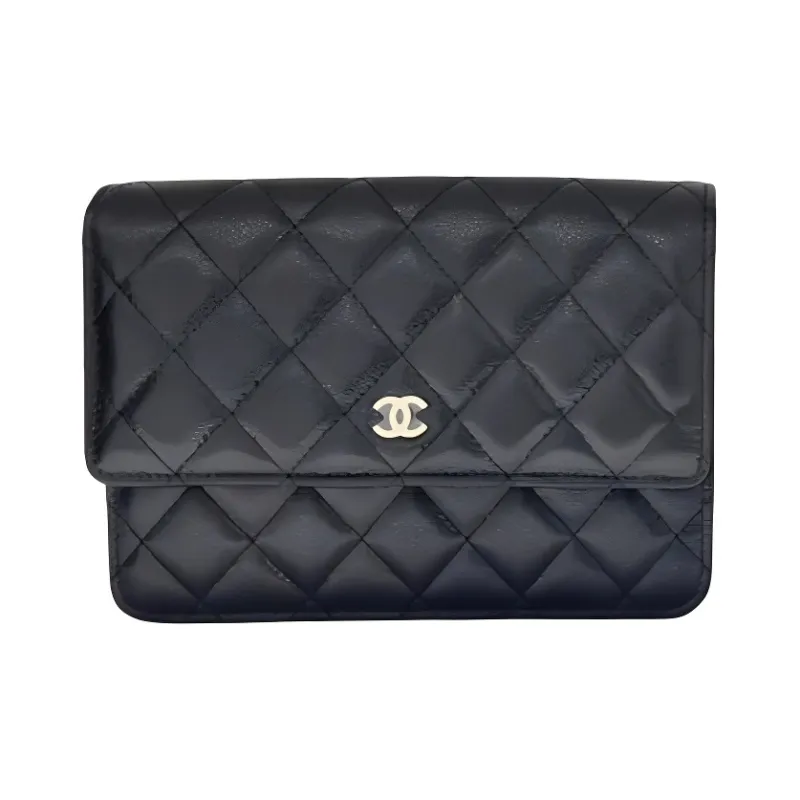 CHANEL WOC Grain Cow Leather Envelope Bag, Clutch, Shoulder Bag, Crossbody Bag Women's Black-0