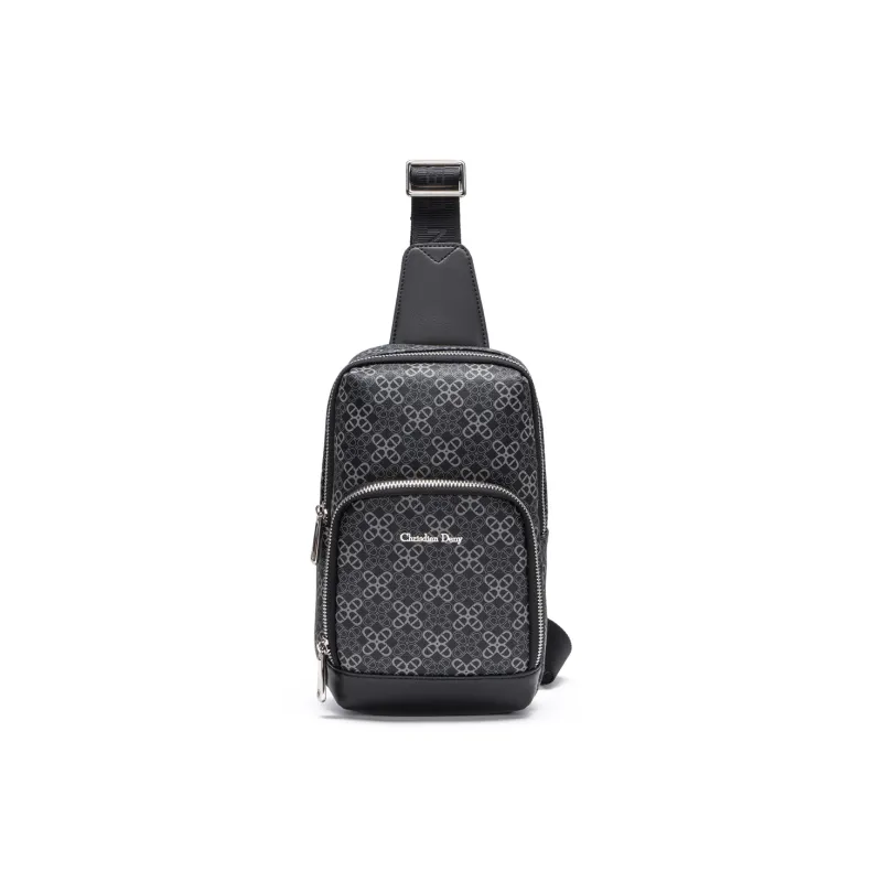 Chrisdien Deny Synthetic Leather, Textile Mosaic Sling Bag Men's Black-0