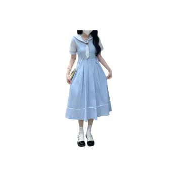 Flowers In Water Short Sleeved Dress Women's
