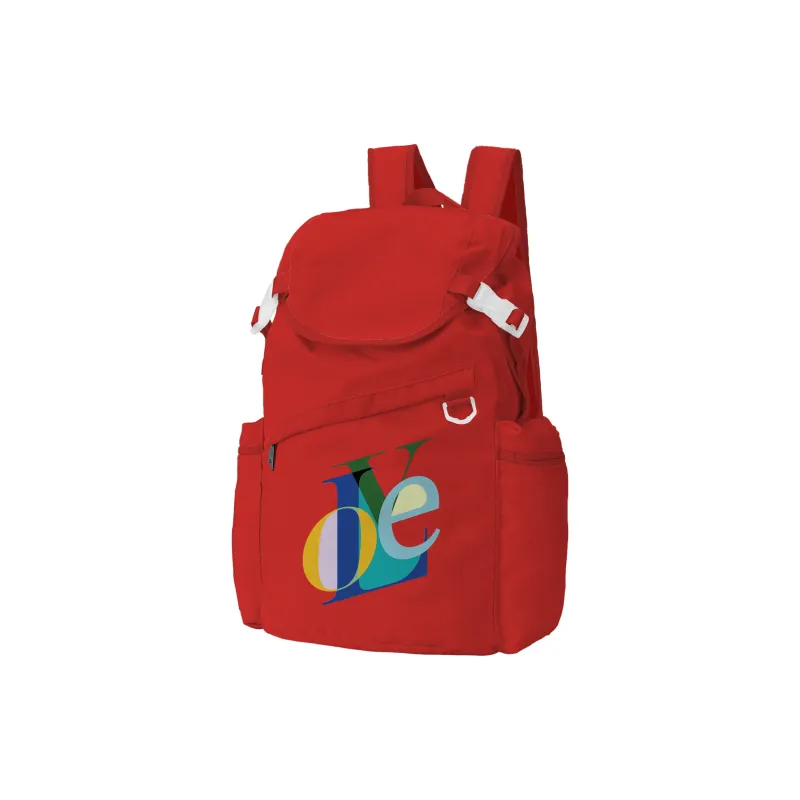 TURN UP Polyester Backpack Unisex Red-1