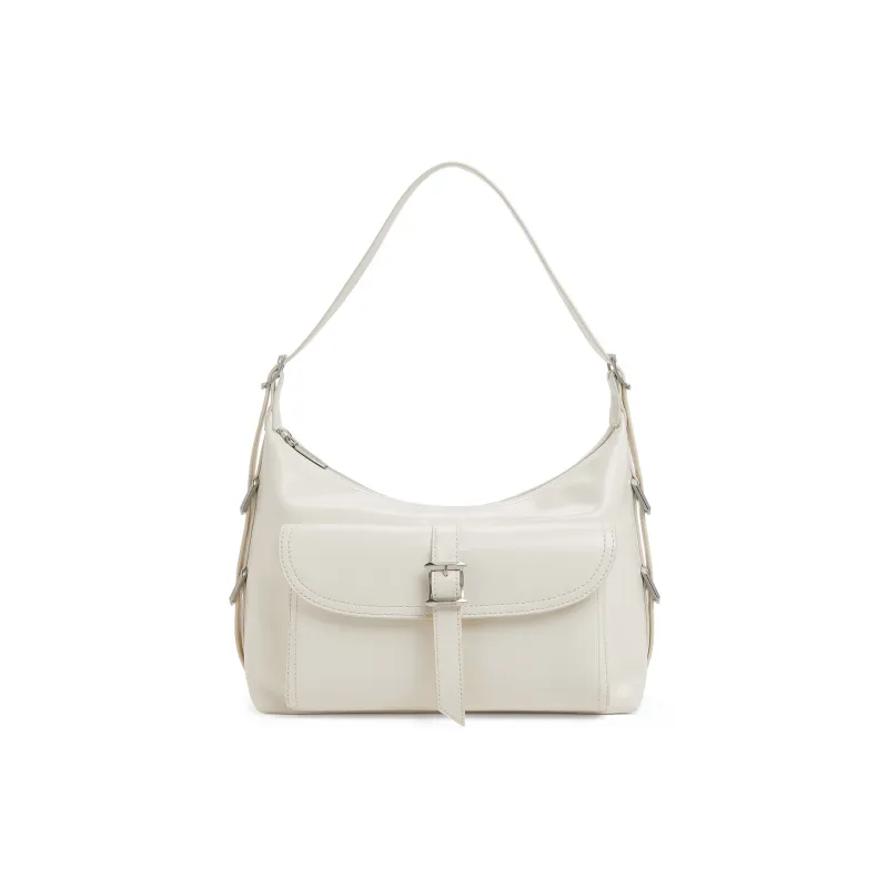 CHARLES&KEITH PU Crossbody Underarm Shoulder Bag Women's Noir Black/Cream Milk White-3