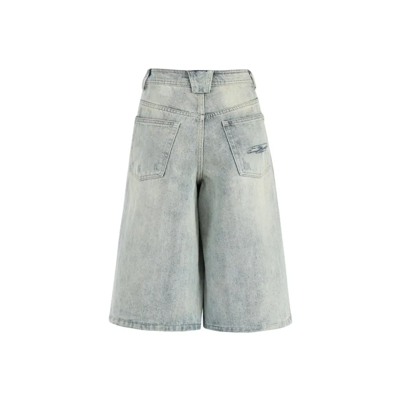 Rose Denim Shorts Women's Vintage Blue-1