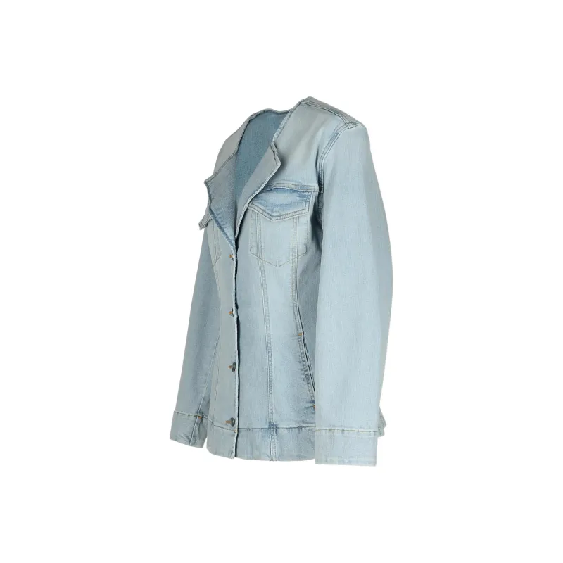 GANNI Fitted Denim Blazer-1