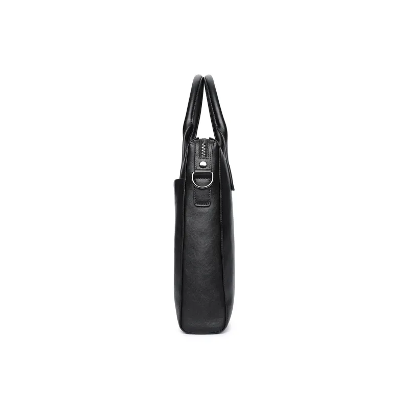 Chrisdien Deny Cow Leather Shoulder Bag, Handbag Men's Black-4