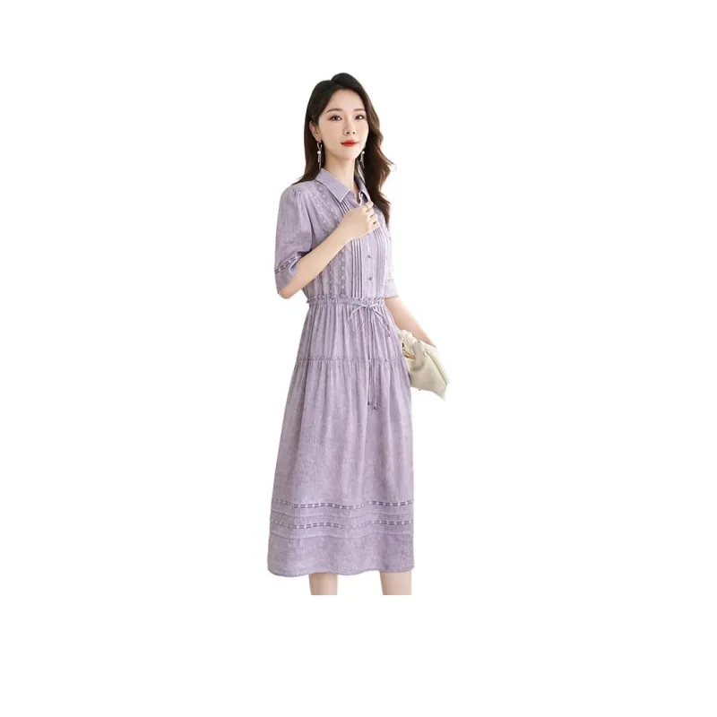 Yi Mengyuan Silk Short Sleeved Dress Women's-7