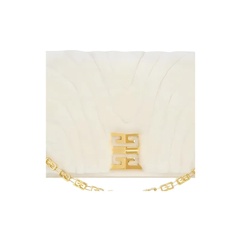GIVENCHY 4G Shearling Shoulder Bag Crossbody Bag Small Size Women's White-4