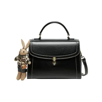 Narandu Cow Leather Patchwork Synthetic Leather Small Square Bag Handbags Medium Size Women's Midnight Black/Brown