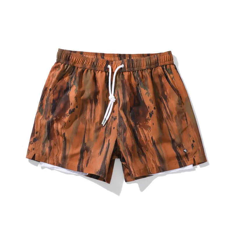 GAILANG Beach Shorts Men Tie Dye Brown-0
