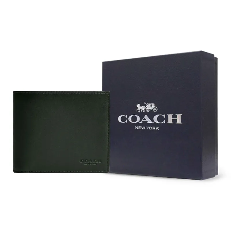 COACH 3 IN 1 Wallet Glove Tanning Coin Purse Wallet Men's Green-5