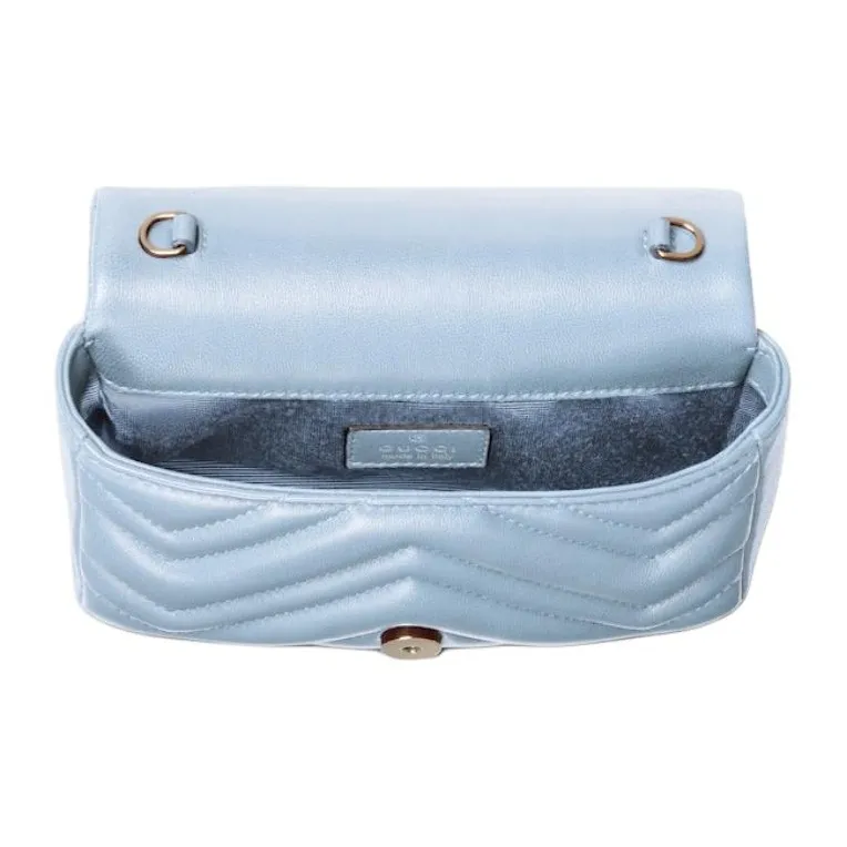 GUCCI GG Marmont Lambskin Shoulder Bag Mini Women's Light Blue-4