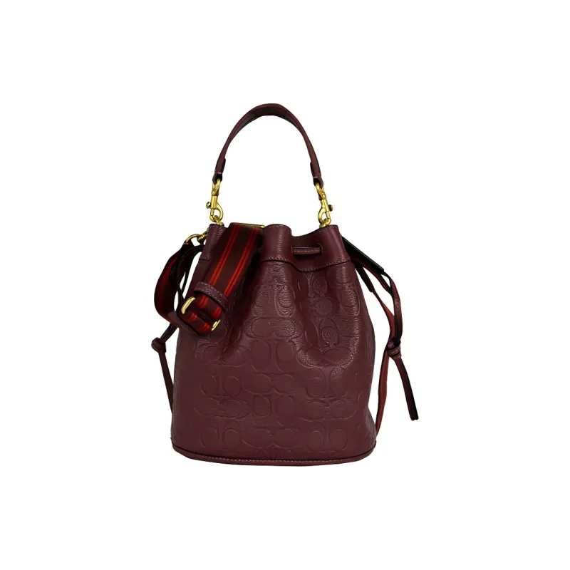 COACH Field Leather Crossbody Bag Shoulder Bag Bucket Bag Handbag Small Size Women's Maroon-1