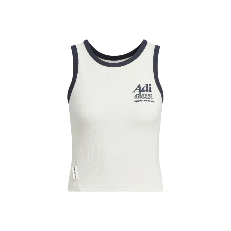 Adidas Logo Tank Top Sport Vests Women's Jade White-0