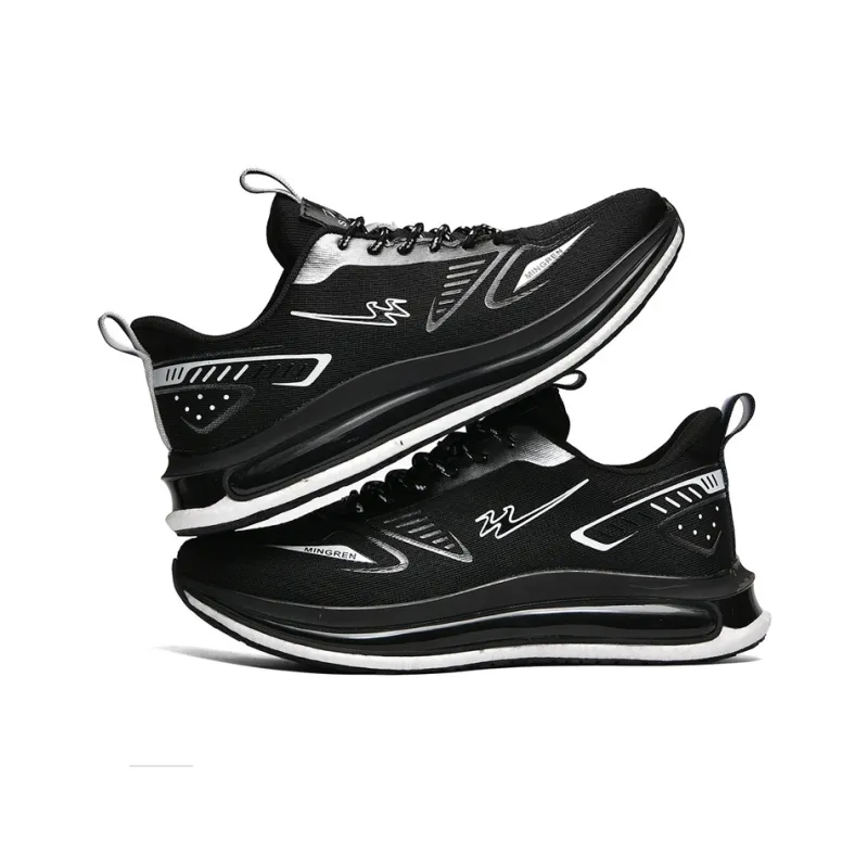 Binary Cushioning, Lightweight, Breathable, Slip Resistant Low Top Running Shoes Unisex Black-3