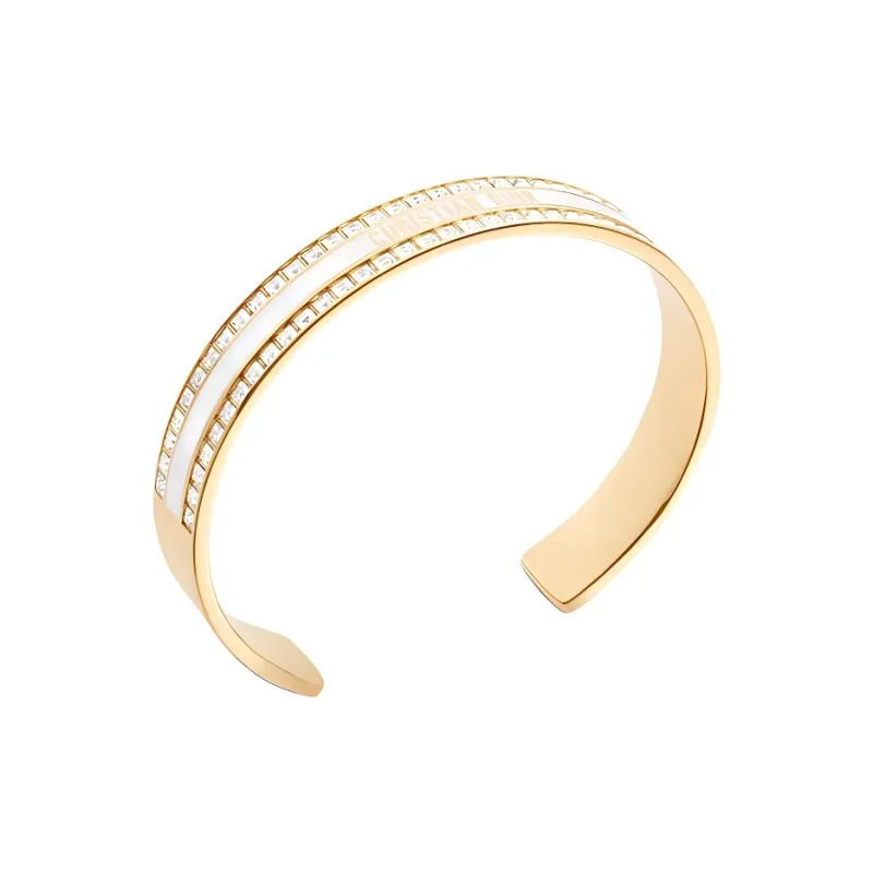 DIOR Gold Plated Bangles Women's White-1