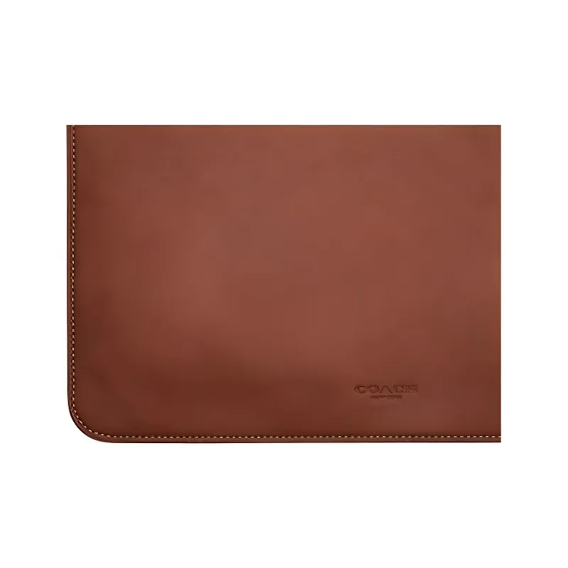COACH Tablet Leather Clutch Briefcase Laptop Bag Unisex Brown-1