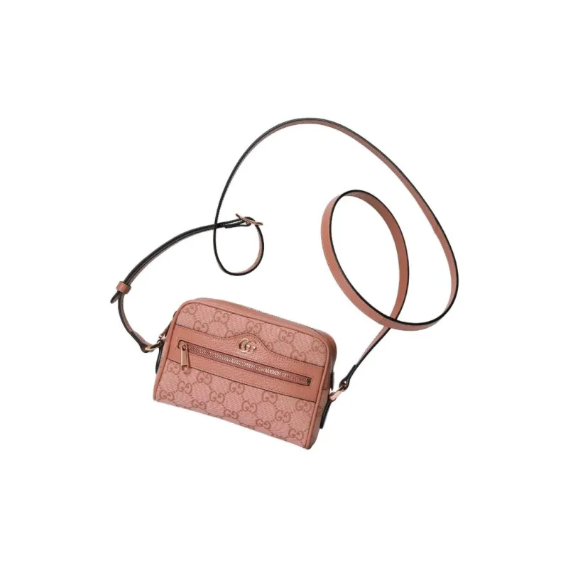 GUCCI Ophidia Fabric With Cow Leather Shoulder Bag, Crossbody Bag Mini Women's Pink-4