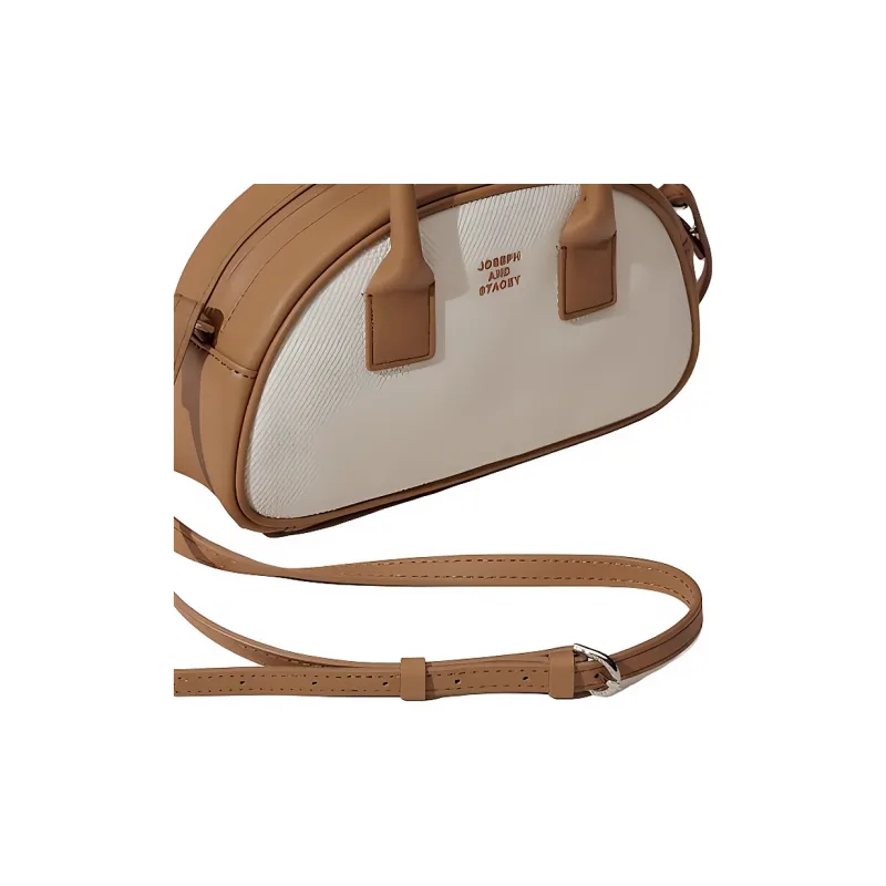 JOSEPH&STACEY Cotton Shoulder Bag Crossbody Bag Handbag Women's Ivory With Mountain Walnut Brown-3